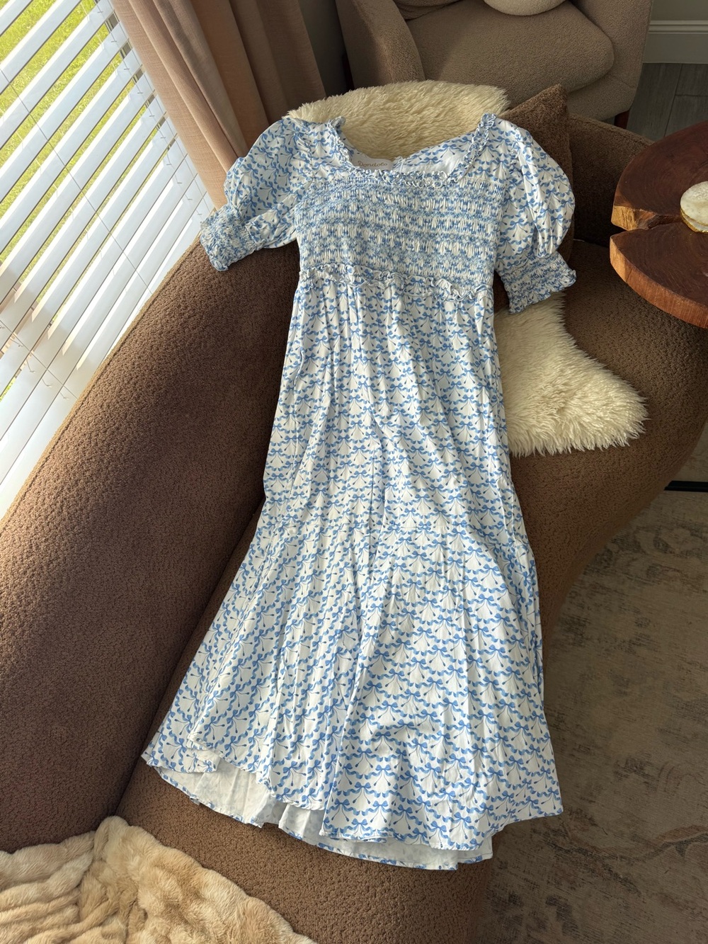 Dondolo Smocked Bow Printed Dress